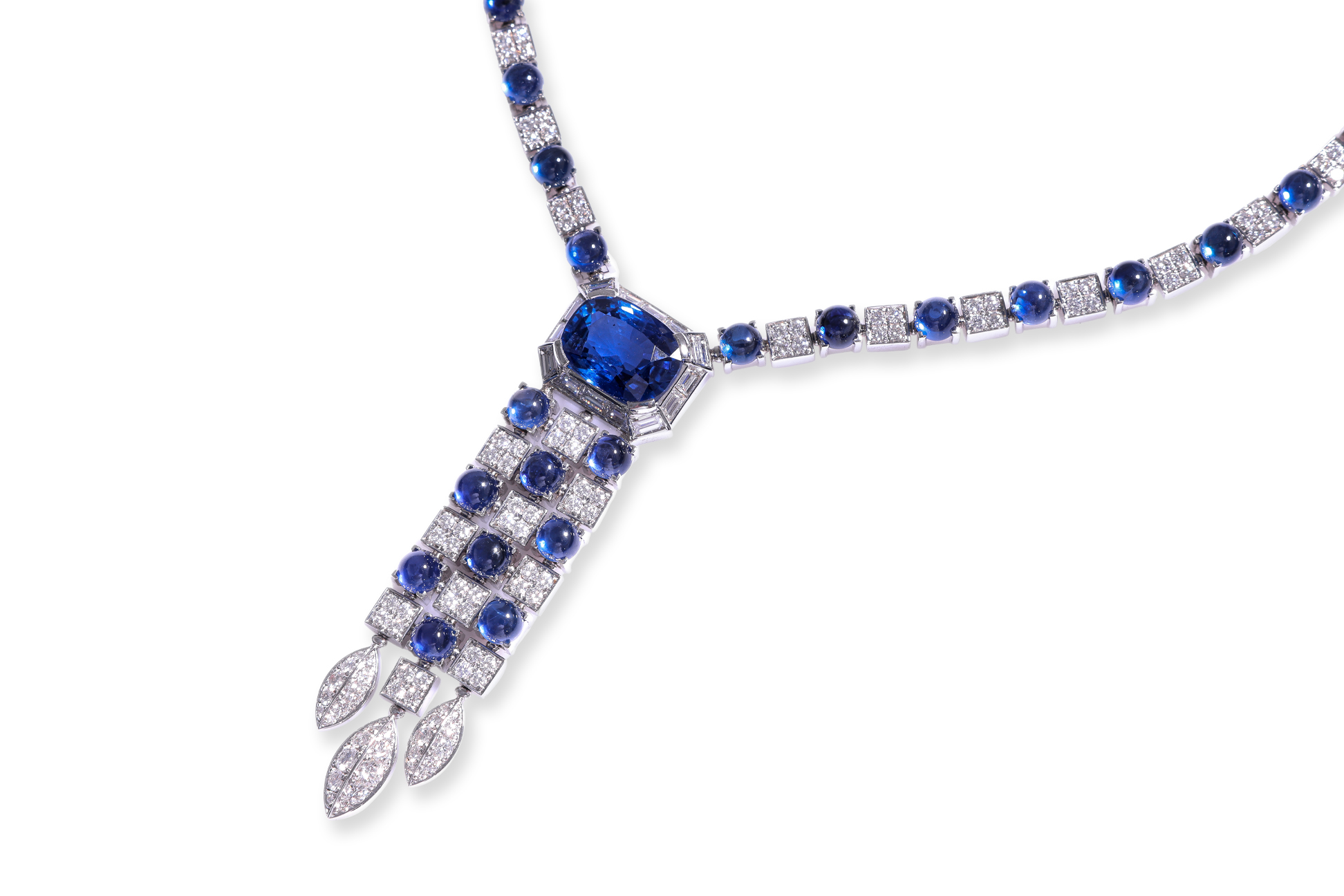AN UNHEATED SRI LANKAN SAPPHIRE AND DIAMOND NECKLACE BY BULGARI - Image 7 of 13