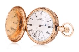 A WALTHAM FULL HUNTER GOLD POCKET WATCH
