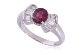 A RUBY AND DIAMOND RING