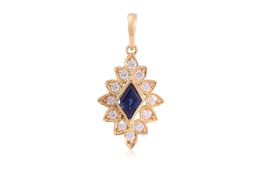 A SAPPHIRE AND DIAMOND PENDANT