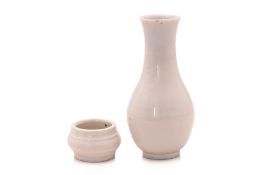 A SMALL BLANC DE CHINE VASE AND INCENSE HOLDER