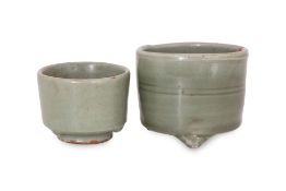 TWO SMALL LONGQUAN CELADON CENSERS