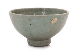 A LONGQUAN MOULDED CELADON BOWL