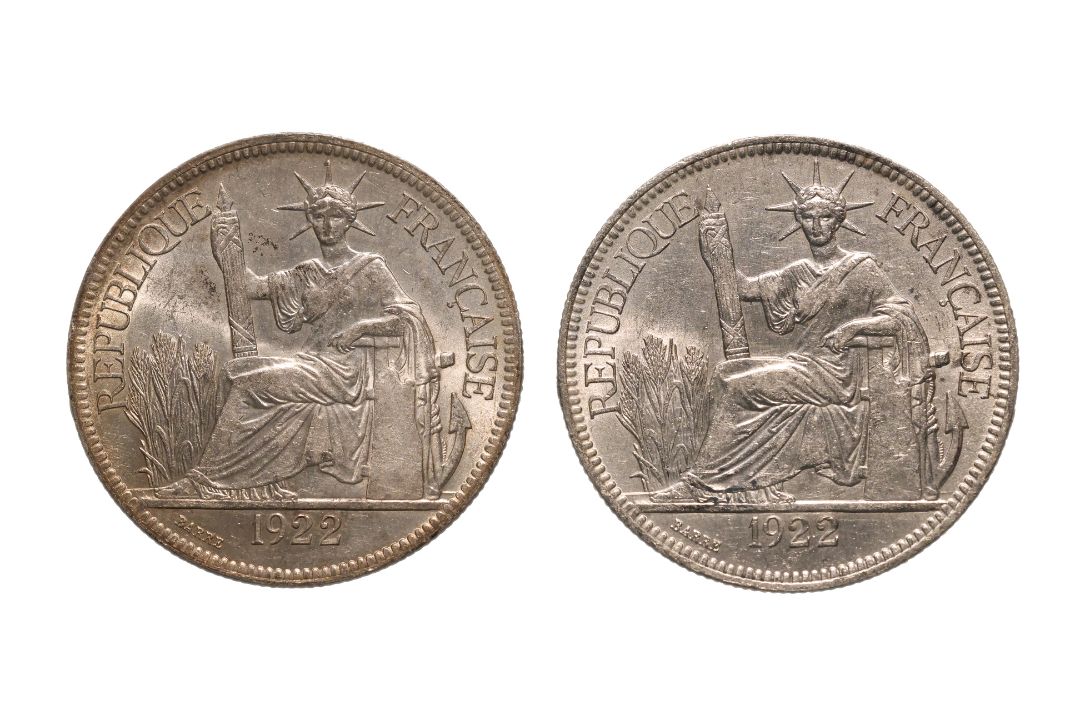 FRENCH INDOCHINA 1 PIASTRE DE COMMERCE 1922 H (2) - Image 1 of 2