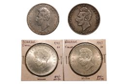 ECUADOR, REPUBLIC 1 SUCRE 1889 H; 1897 L ; 5 SUCRES 1943; 1944 M (4)
