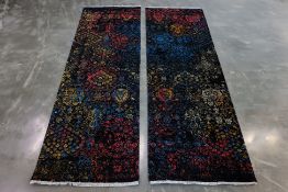 A PAIR OF KASHMIRI CONTEMPORARY WOOL RUNNERS (276 x 88cm)