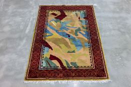 A CONTEMPORARY KASHMIRI WOOL RUG (168 x 110cm)