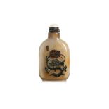 A CHALCEDONY CRICKET AND CHRYSANTHEMUM SNUFF BOTTLE