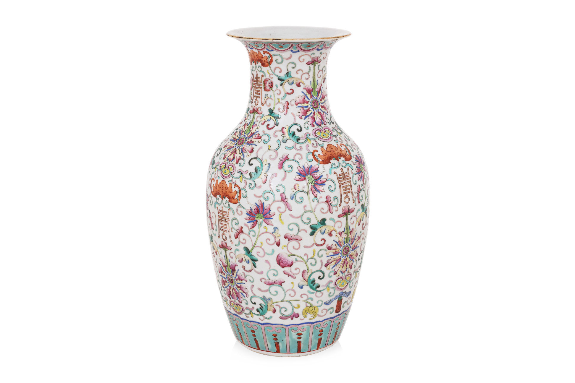A LARGE FAMILLE ROSE PORCELAIN VASE - Image 3 of 10
