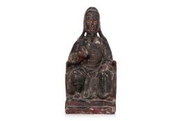 A LARGE LACQUERED BRONZE FIGURE OF GUANDI
