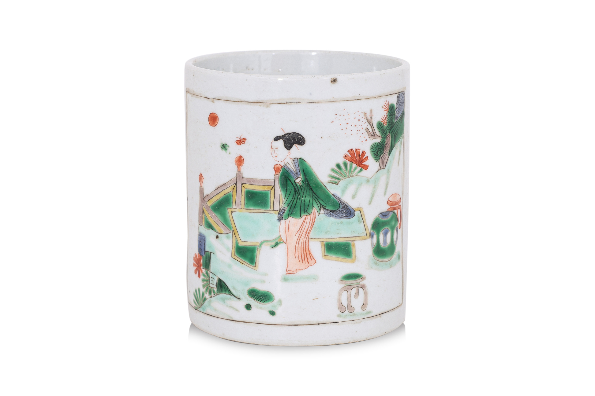 A FAMILLE VERTE BRUSH POT