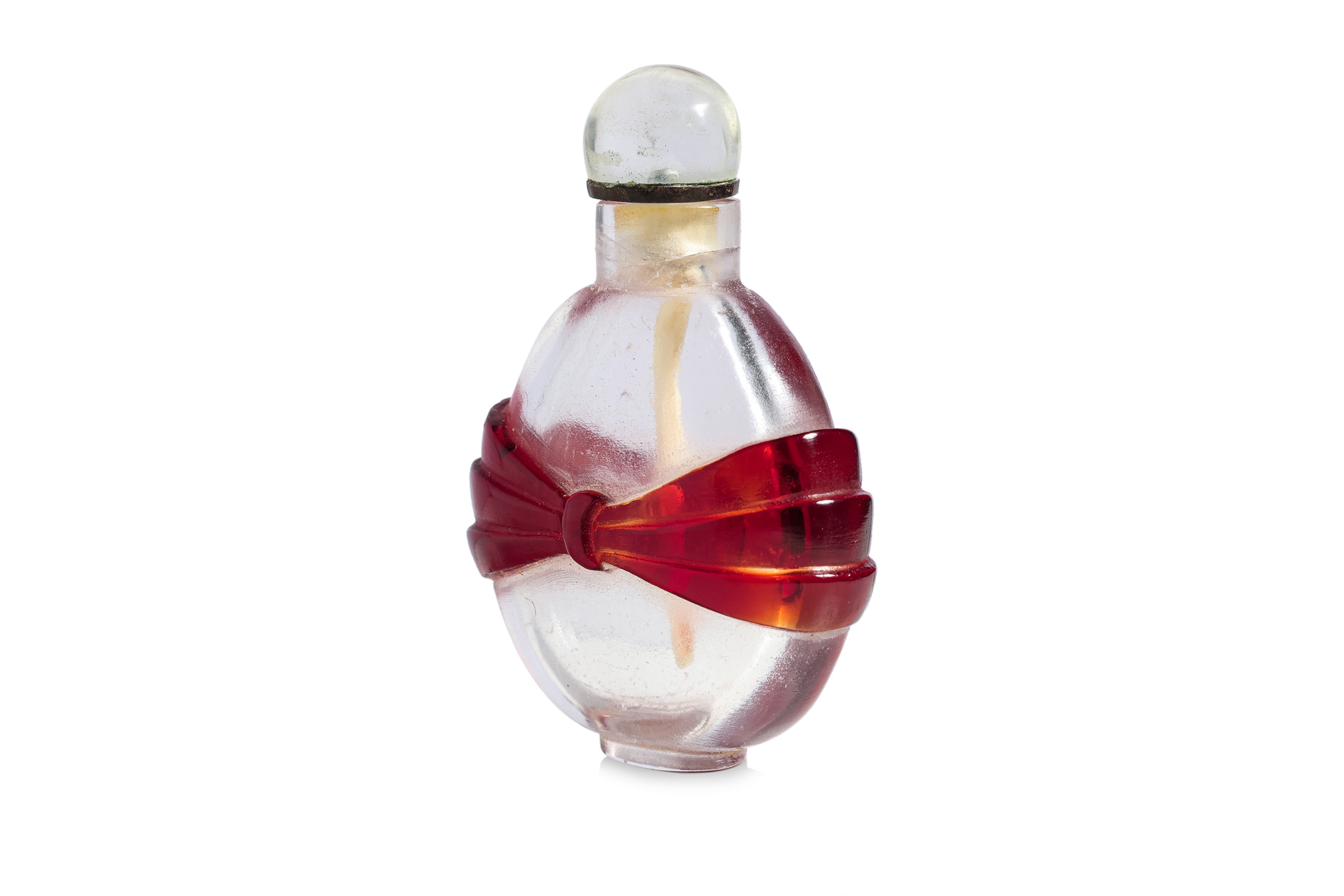 A RED OVERLAY GLASS SNUFF BOTTLE - Image 3 of 6