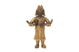 A GILT BRONZE FIGURE OF GUAN PING