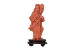 A CORAL CARVING OF AN IMMORTAL