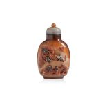 AN AGATE 'MONKEY AND HORSE' SNUFF BOTTLE