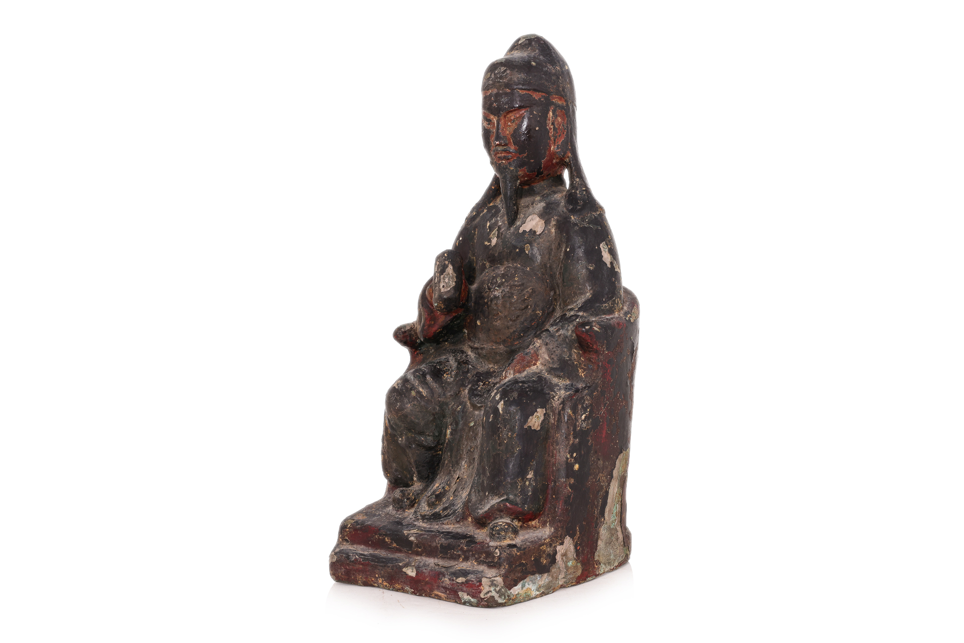 A LARGE LACQUERED BRONZE FIGURE OF GUANDI - Image 2 of 4