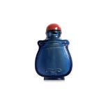 A SAPPHIRE-BLUE GLASS SNUFF BOTTLE