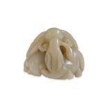A JADE CARVING OF THREE DEER