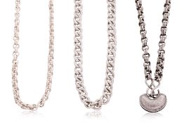A GROUP OF THREE SILVER CHAINS