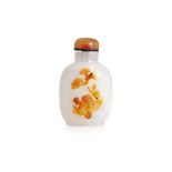 A CARVED CHALCEDONY SNUFF BOTTLE