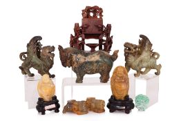 A LARGE GROUP OF CHINESE STONE CARVINGS