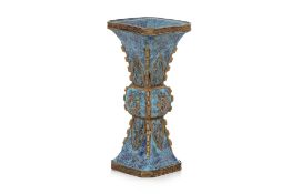 A ROBIN'S EGG IMITATION BRONZE 'GU' VASE