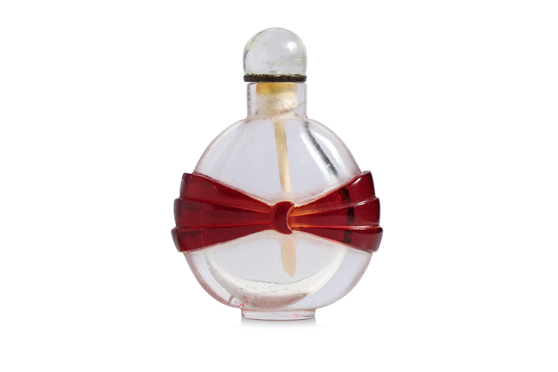 A RED OVERLAY GLASS SNUFF BOTTLE - Image 2 of 6