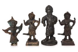 FOUR BRONZE FIGURES OF ZHOU CANG