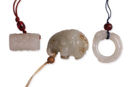 A GROUP OF THREE JADE CARVINGS (2)