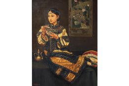LIN JIN WU (CHINESE, 20TH CENTURY) - WOMAN DRINKING TEA, 2006