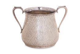 A VICTORIAN SILVER TWIN HANDLED SUGAR BOWL