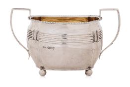 A VICTORIAN SILVER TWIN HANDLED SUGAR BOWL
