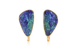 A PAIR OF BOULDER OPAL SCREW-ON EARRINGS
