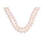 AN AKOYA CULTURED PEARL NECKLACE WITH A DIAMOND CLASP