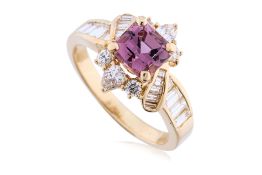 A SPINEL AND DIAMOND RING