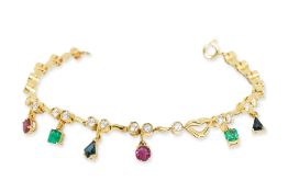 A MULTI-GEM AND DIAMOND BRACELET