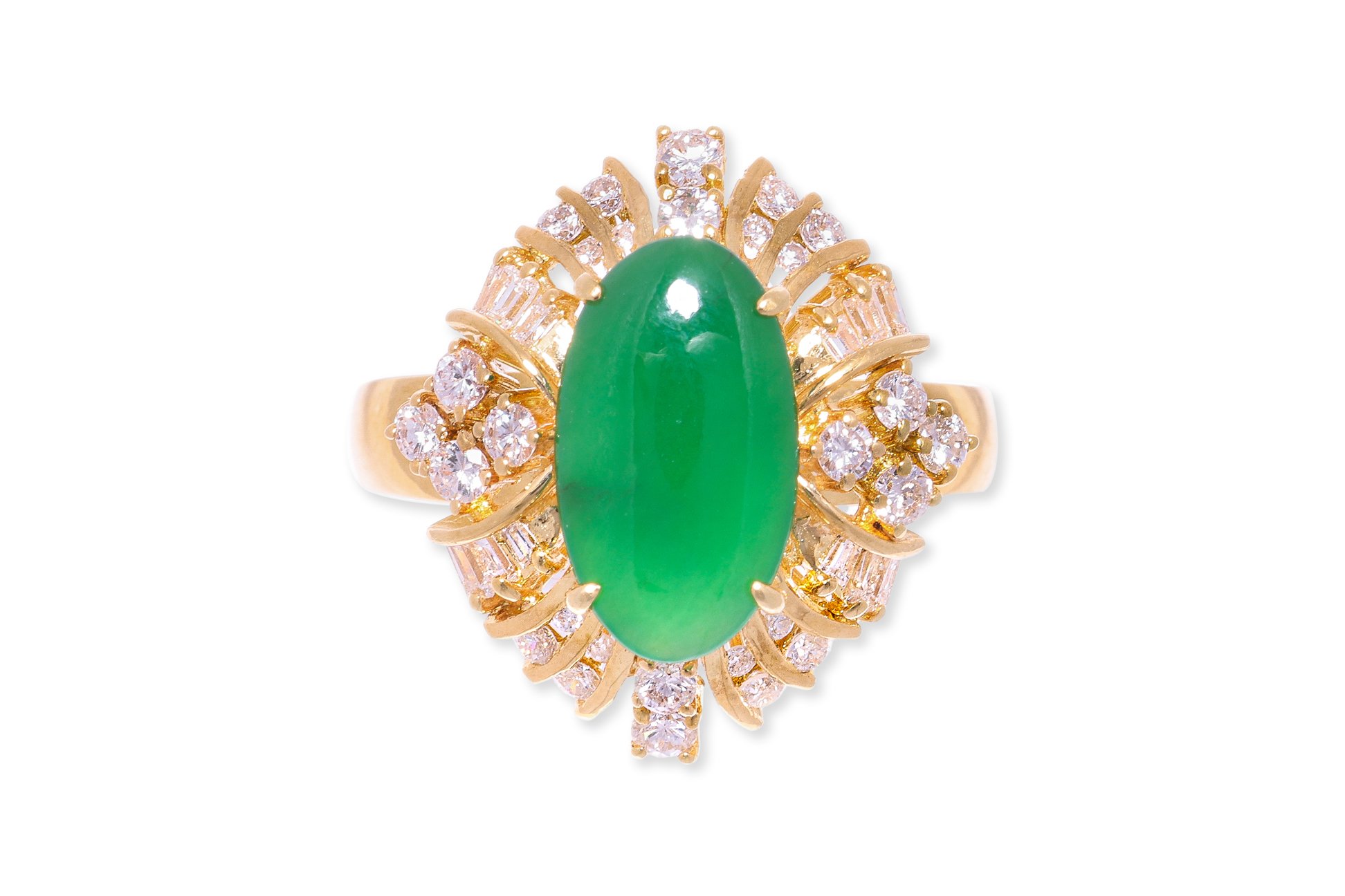 A JADEITE AND DIAMOND RING - Image 2 of 3