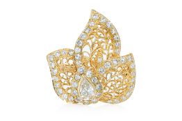 A DIAMOND 'PETAL' BROOCH