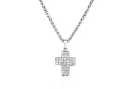 A DIAMOND 'CROSS' PENDANT ON CHAIN