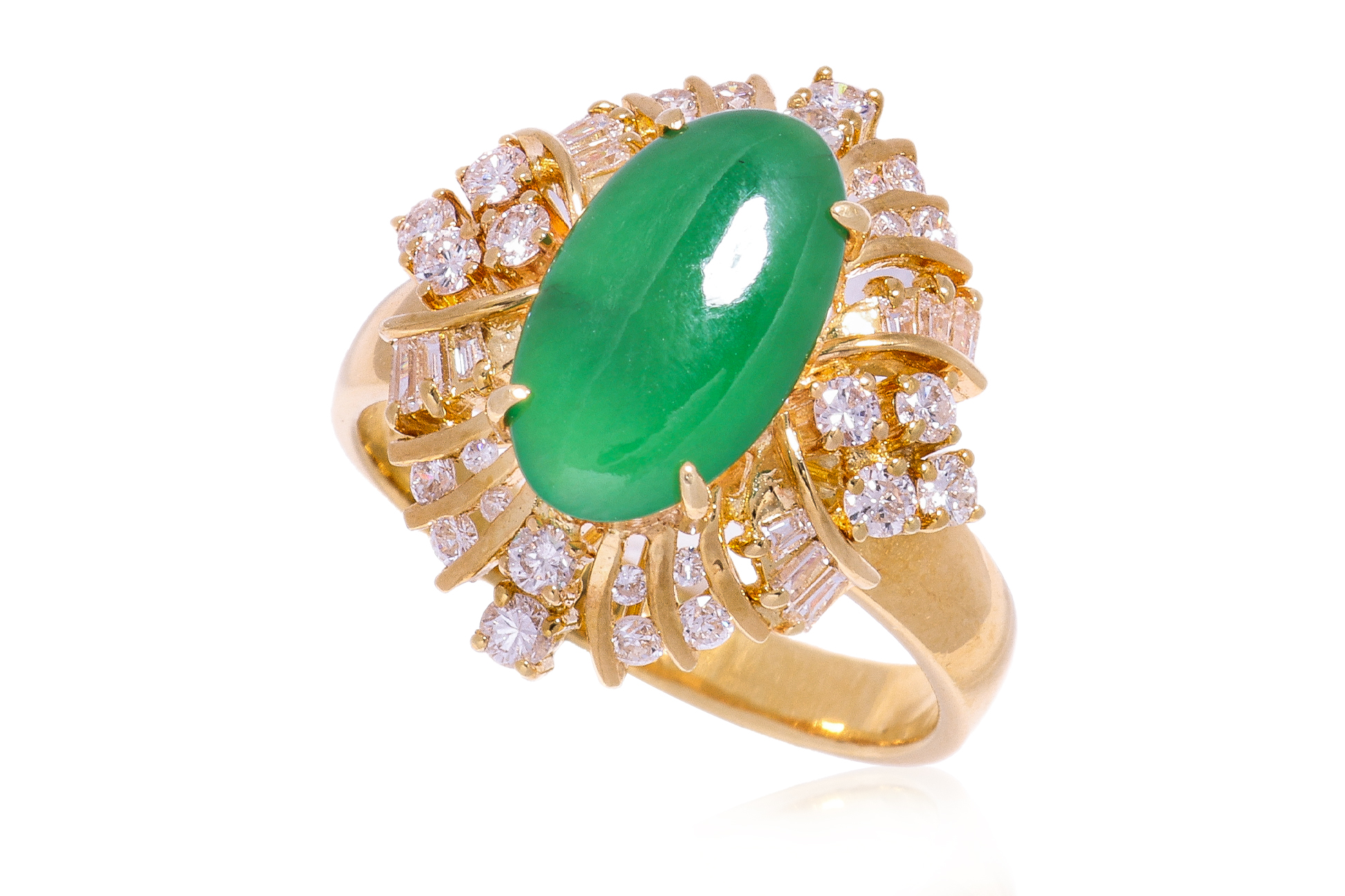 A JADEITE AND DIAMOND RING