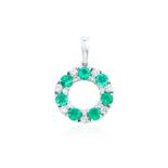 AN EMERALD AND DIAMOND PENDANT