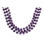 A GROUP OF THREE AMETHYST BEAD NECKLACES