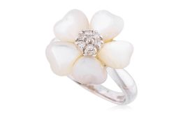 A DIAMOND AND MOTHER OF PEARL 'FLOWER' RING