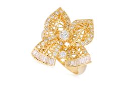 A DIAMOND 'FILLIGREE RIBBON' RING