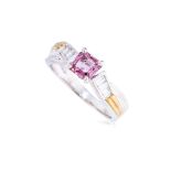 A PINK SAPPHIRE AND DIAMOND RING