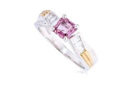 A PINK SAPPHIRE AND DIAMOND RING