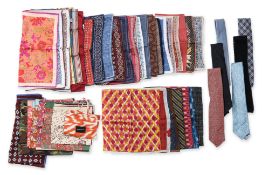 AN ASSORTMENT OF DESIGNER TIES AND HANDKERCHIEFS