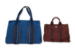 HERMES - A TROCA CANVAS TOTE AND A SAC FOUL TOU CANVAS TOTE