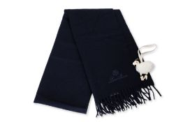 LORO PIANA - A NAVY CASHMERE SCARF AND A BAG CHARM
