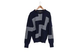 LOUIS VUITTON - A NAVY AND GREY WOOL SWEATER